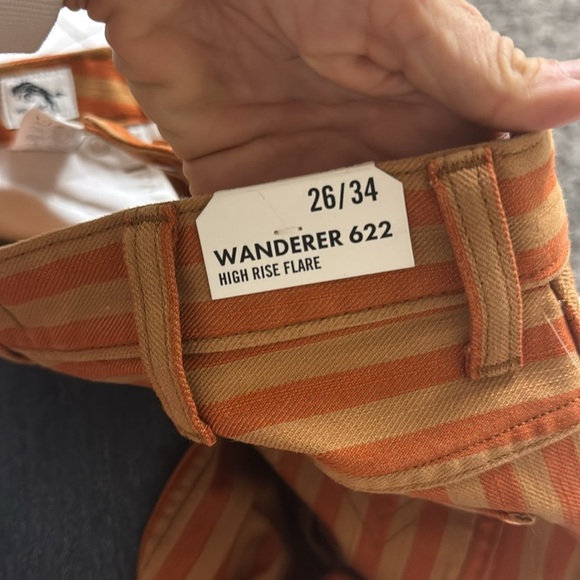 Wrangler Wanderer 622 High Rise Flare Orange Stripe Festival Jeans NWT - Picture 7 of 11